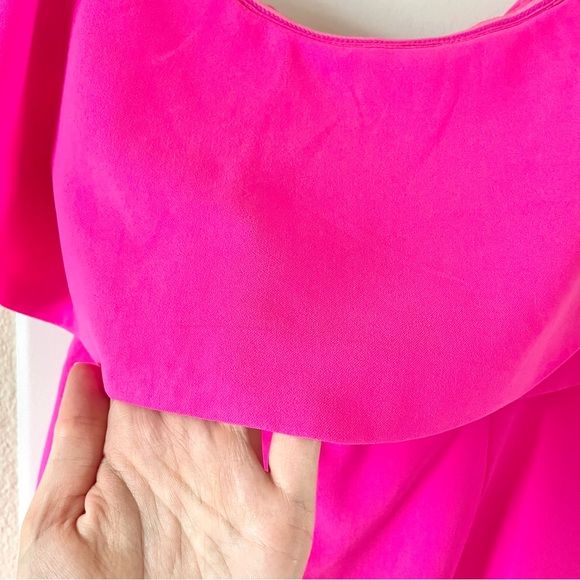 Lulu’s Aurelia Hot Pink Off the Shoulder Mini Dress Small Barbie Barbiecore - Picture 6 of 11